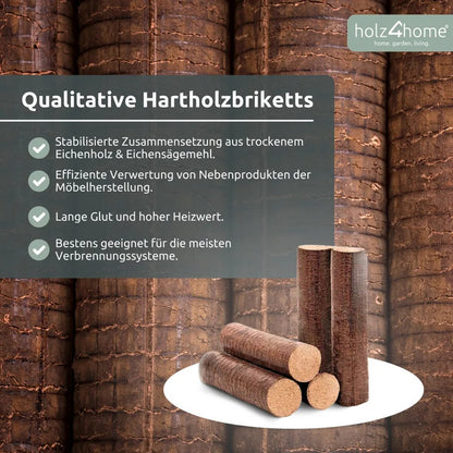 Hartholzbriketts holz4home® – 960 kg, hohe Wärmeleistung