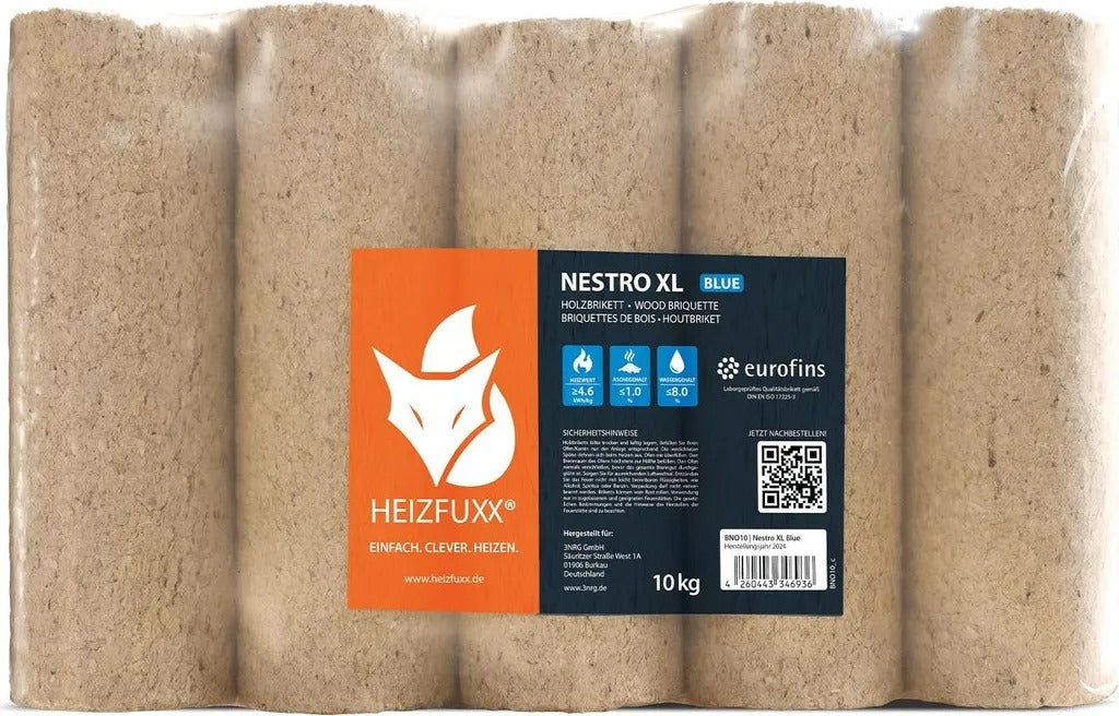 Heizfuxx Nestro XL Blue Briketts – 960 kg Palette
